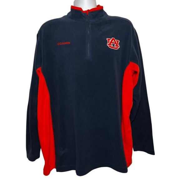 Columbia Fleece Quarter Zip Pullover, Blue with Auburn Logo, Men's XL - Picture 2 of 8